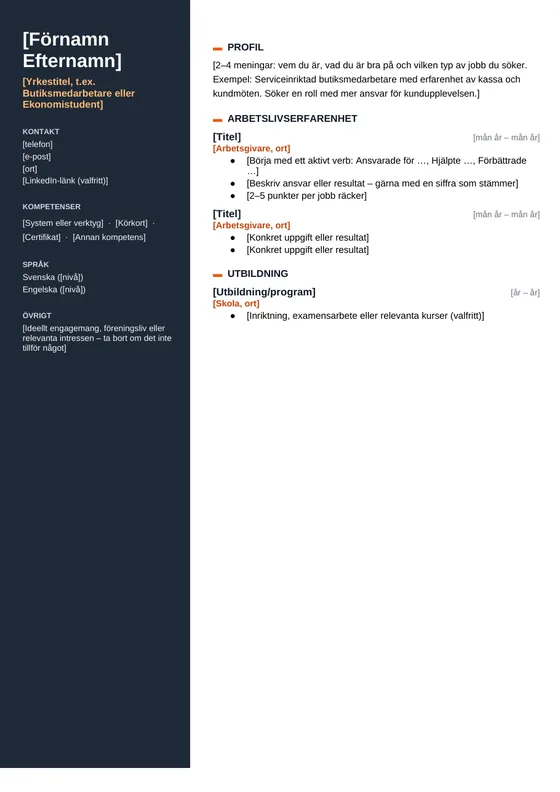 CV-mall Modern i Word – gratis att ladda ner